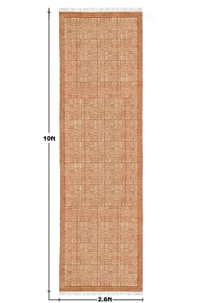 Orange Entrance Rug Indian Handmade Cotton Durries Kitchen Rug