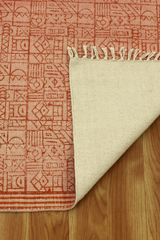 Orange Entrance Rug Indian Handmade Cotton Durries Kitchen Rug