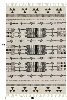 Handmade rug Dining room rug Gray Geometric Cotton kilim