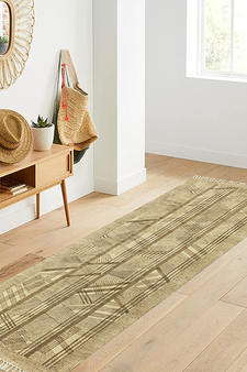 Casavani Hand Woven Brown Boho Dhurrie Indian Natural Cotton Rug Yoga Kilim