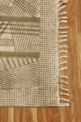 Casavani Hand Woven Brown Boho Dhurrie Indian Natural Cotton Rug Yoga Kilim 5