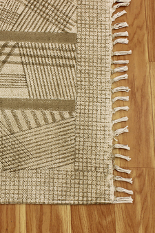 Casavani Hand Woven Brown Boho Dhurrie Indian Natural Cotton Rug Yoga Kilim