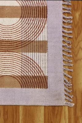 Casavani Beige Handmade Pure Cotton Durries Geometric Rugs Garden Area Rug 5