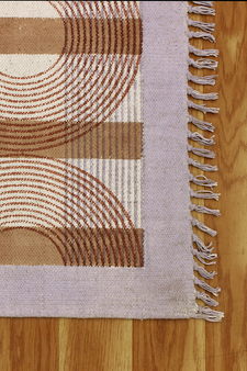 Casavani Beige Handmade Pure Cotton Durries Geometric Rugs Garden Area Rug