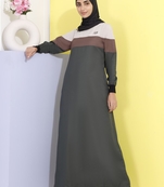 Army Love Raised Neck Band Jilbab | Silk Route | Length 58
