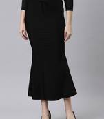 Black Polyster Lycra 4 Side stretchable Fabric Saree Shapewear Petticoat