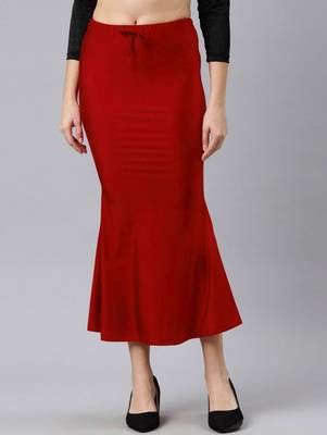 Red Polyster Lycra 4 Side stretchable Fabric Saree Shapewear Petticoat 2
