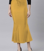 Mustard Polyster Lycra 4 Side stretchable Fabric Saree Shapewear Petticoat