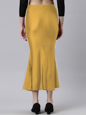 Mustard Polyster Lycra 4 Side stretchable Fabric Saree Shapewear Petticoat 2