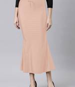 Peach Polyster Lycra 4 Side stretchable Fabric Saree Shapewear Petticoat