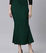 Bottle Green Polyster Lycra 4 Side stretchable Fabric Saree Shapewear Petticoat