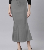 Grey Polyster Lycra 4 Side stretchable Fabric Saree Shapewear Petticoat