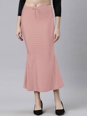 Baby Pink Polyster Lycra 4 Side stretchable Fabric Saree Shapewear Petticoat 1
