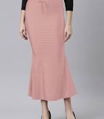 Baby Pink Polyster Lycra 4 Side stretchable Fabric Saree Shapewear Petticoat