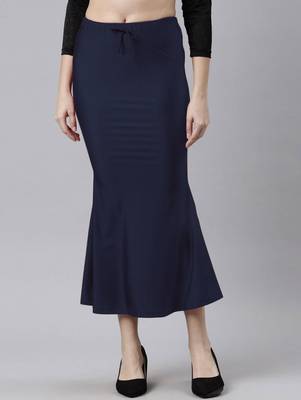 Navy Blue Polyster Lycra 4 Side stretchable Fabric Saree Shapewear Petticoat 1