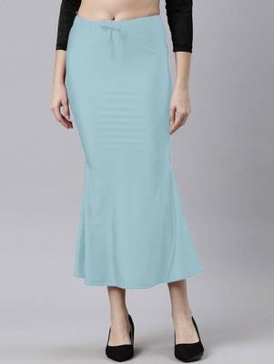 Sky Blue Polyster Lycra 4 Side stretchable Fabric Saree Shapewear Petticoat 1