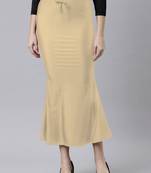 Cream Polyster Lycra 4 Side stretchable Fabric Saree Shapewear Petticoat