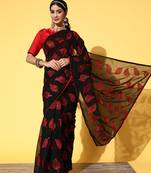 Black Sophesticated Partywear Saree For Wedding Season