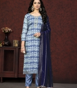 Blue Colour Modal Silk Salwaar Kameez For Trendy Fashion Looks
