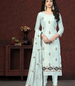 Sky Blue Colour Modal Chanderi Salwaar Kameez With Graceful Ethnic Looks