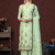 Pista Colour Modal Chanderi Salwaar Kameez With Embroidery And Hand Work