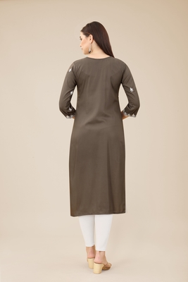 Brown Colour Beautifully Embroidered Partywear Kurti 2