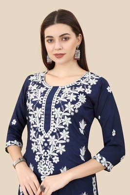 Blue Colour Beautifully Embroidered Partywear Kurti 3