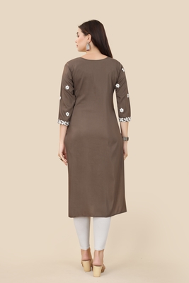 Brown Colour Beautifully Embroidered Partywear Kurti 2