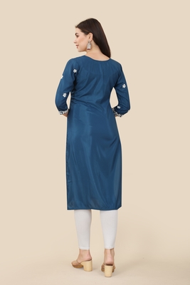 Blue Colour Beautifully Embroidered Partywear Kurti 2