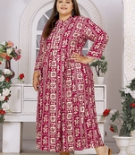 Pink Colour Ethnic Plus size Kurti With Fashionable Print Work