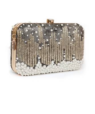 Grace Embellished Grey Clutch 2