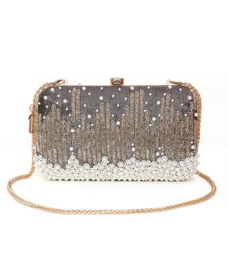 Grace Embellished Grey Clutch 4