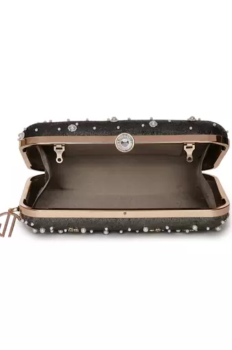 Grace Embellished Grey Clutch