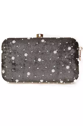 Grace Embellished Grey Clutch