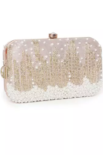 Grace Embellished Rosegold Clutch