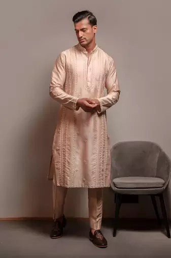 Rosewater Embroidered Kurta Set