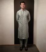 Frost Blue Panel Pintuck Kurta Set