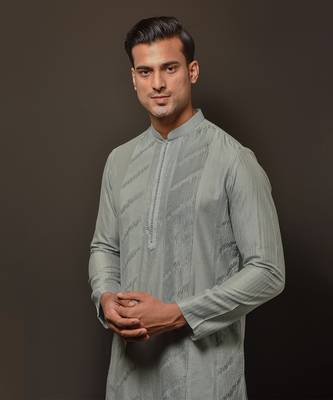 Frost Blue Panel Pintuck Kurta Set 2