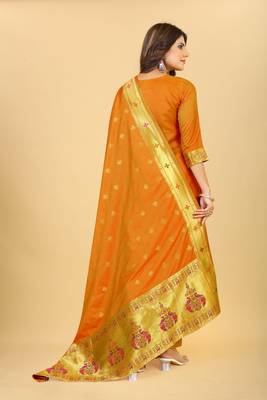 Orange zari banarasi silk salwar 2