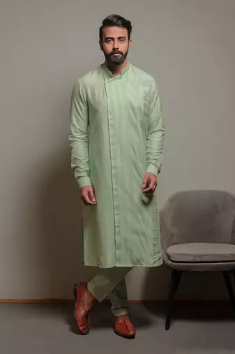 Aqua Asymmetric Kurta Set