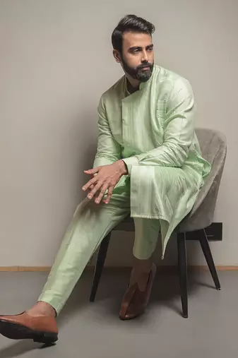 Aqua Asymmetric Kurta Set