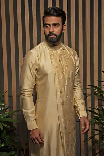 Beige Asymmetric Kurta Set