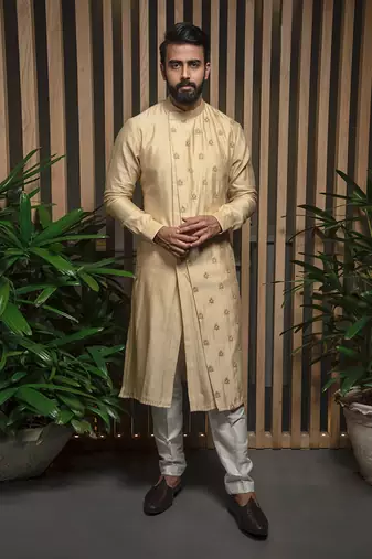 Beige Asymmetric Kurta Set