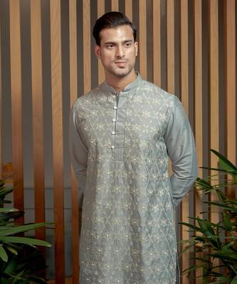 Frost Blue Applique Kurta Set 2