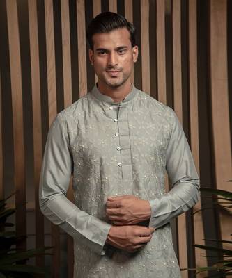 Frost Blue Applique Kurta Set 3