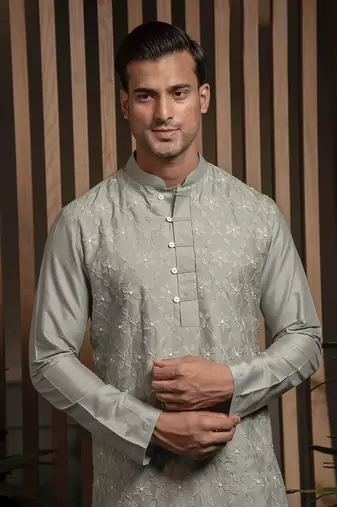Frost Blue Applique Kurta Set