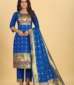 Blue zari banarasi silk salwar