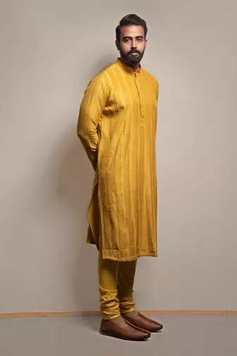 Mustard Pintuck Kurta Set