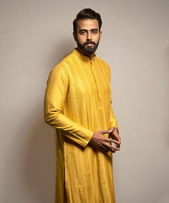 Mustard Pintuck Kurta Set 3