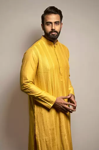 Mustard Pintuck Kurta Set